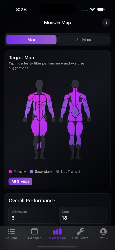 NextRep muscle map screen